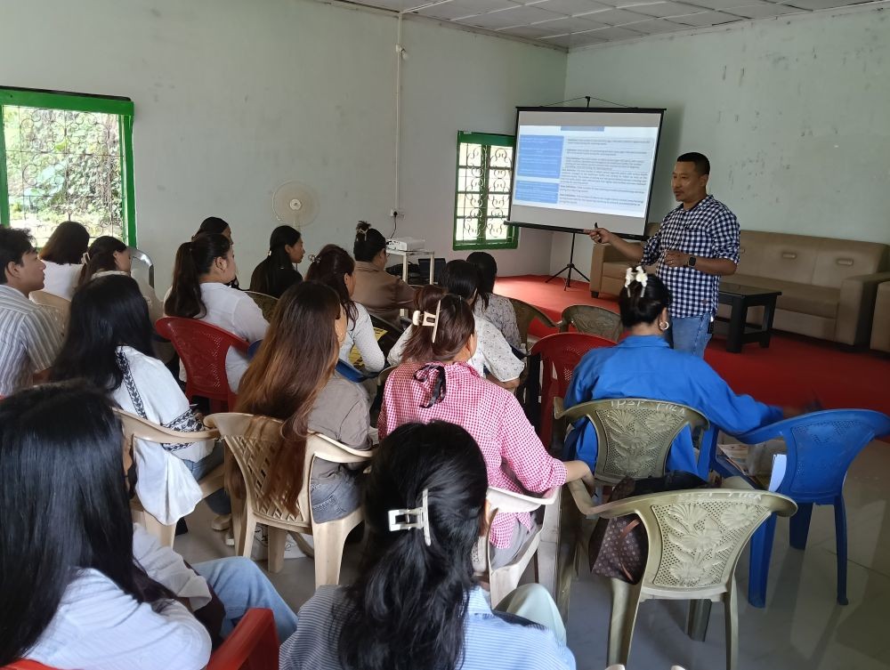 District Programme Manager facilitates a training session on the revised HMIS and RCH (Janani Portal) at the CMO Conference Hall, Phek.